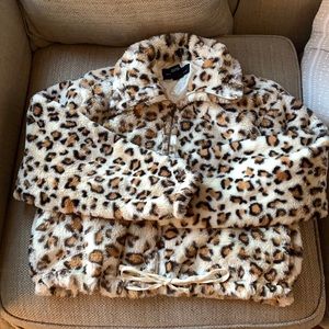 Cheetah print faux fur jacket
